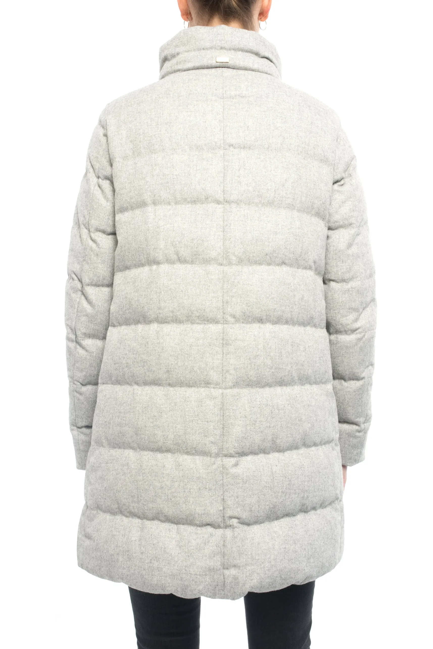 Herno Light Grey Cashmere Blend Down Puffer Coat - 6