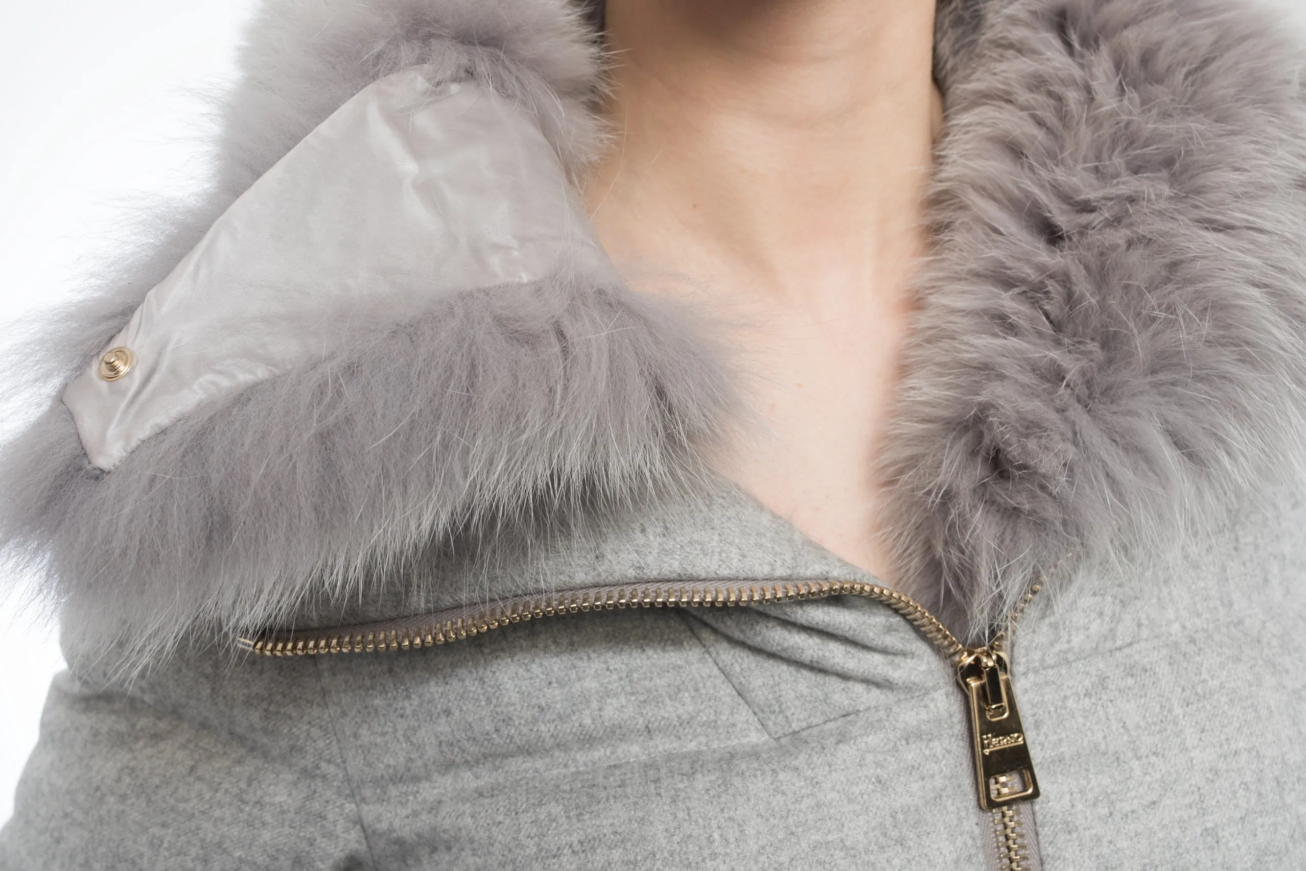 Herno Light Grey Cashmere Blend Down Puffer Coat - 6