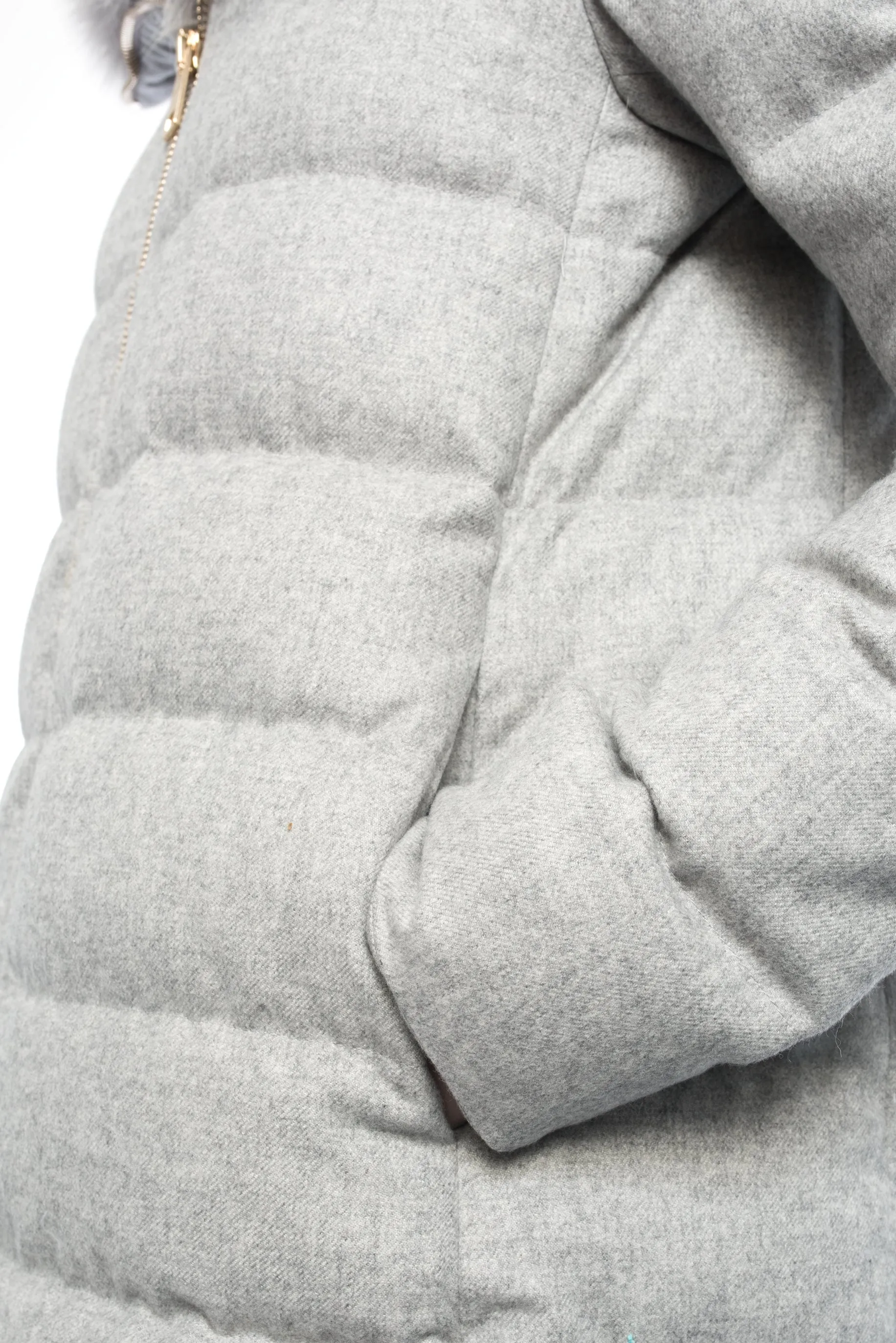 Herno Light Grey Cashmere Blend Down Puffer Coat - 6