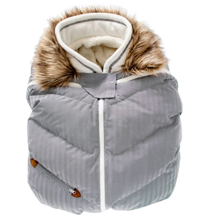 Infant Carseat Cover | Grey Herringbone
