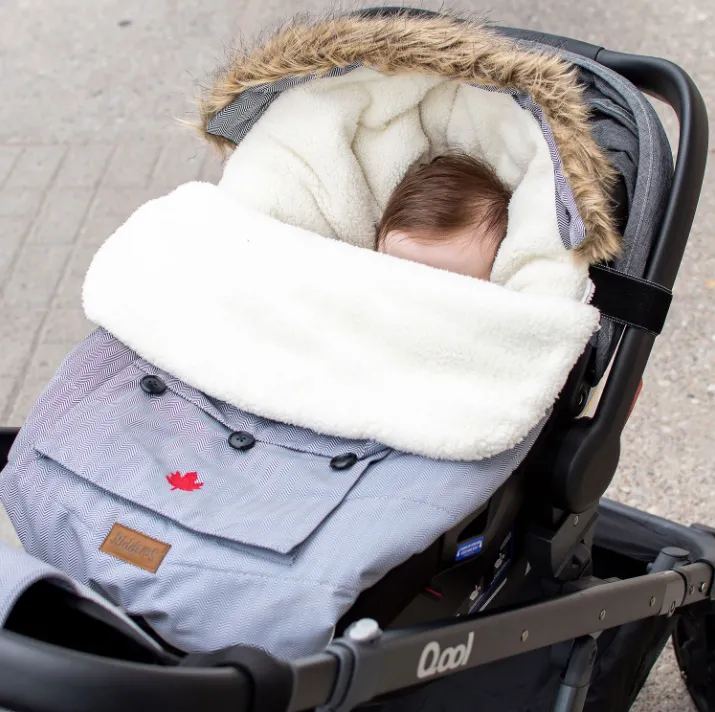 Infant Carseat Cover | Grey Herringbone