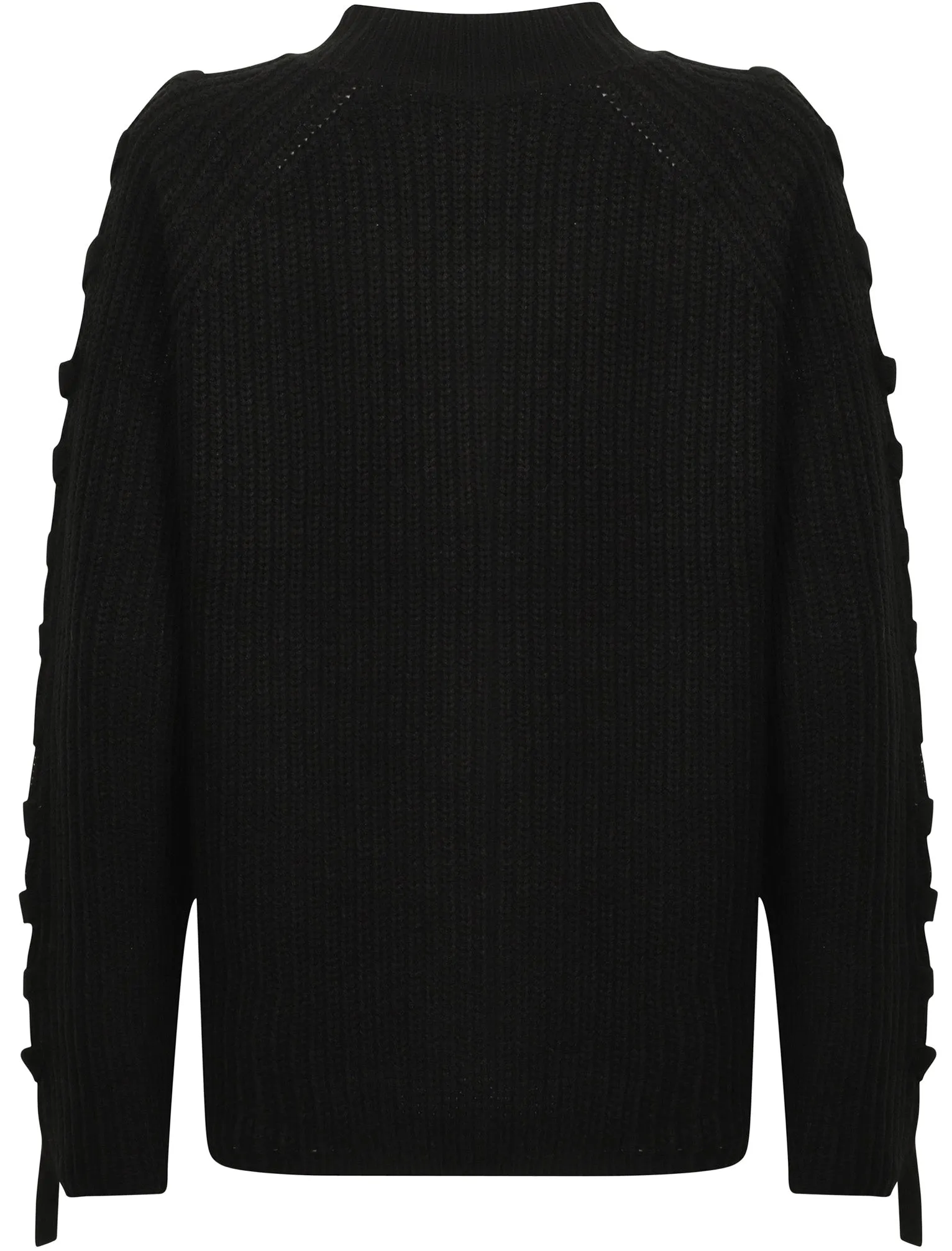 Jade Fisherman Knit Jumper with Lace Up Detail in Jet Black - Tokyo Laundry