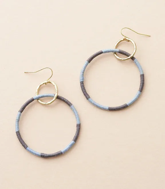 Kaia Blue Thread Double Hoop Earrings