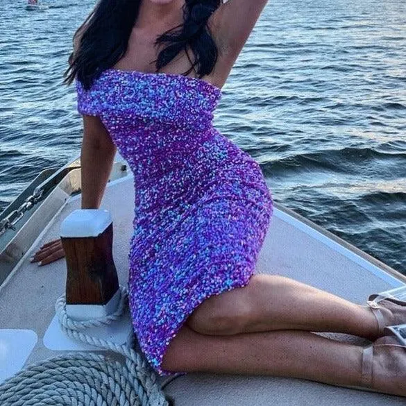 KittenAlarm - Shelby Off Shoulder Sequin Dress