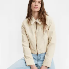 Levi's Sherpa Zip Slim Trucker in Almond Milk
