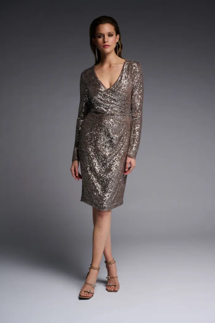 Long Sleeve Sequined Dress