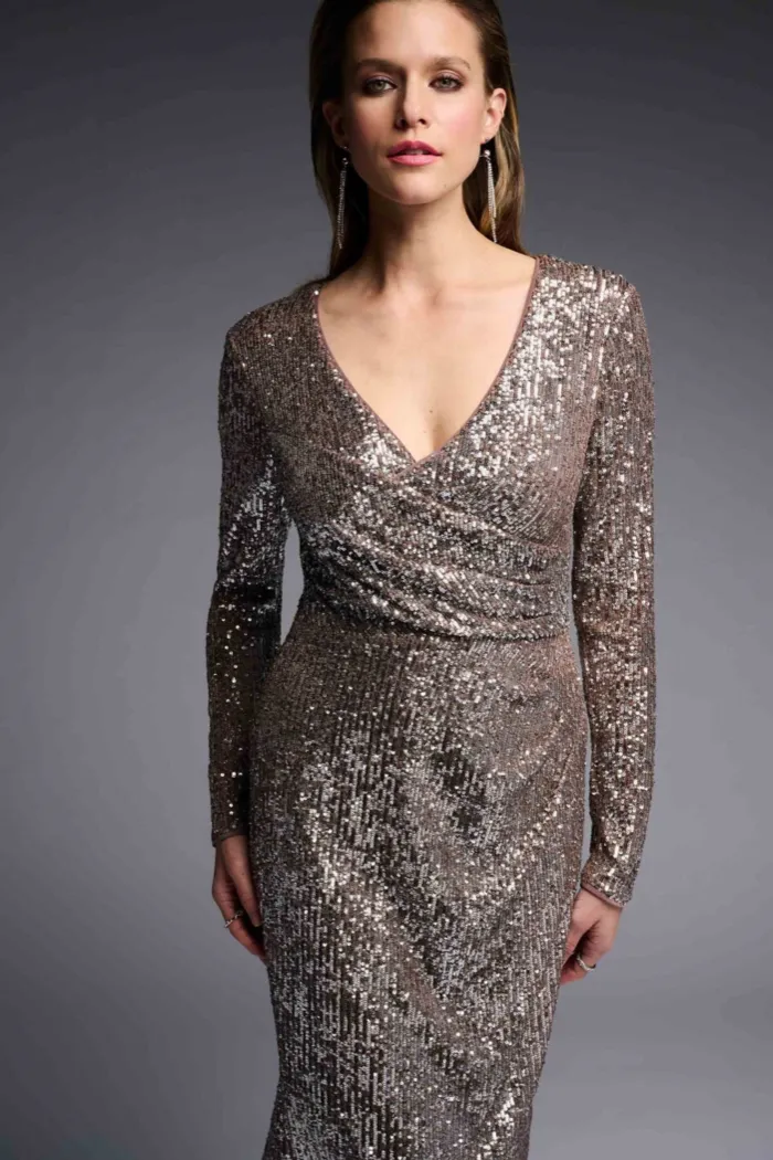 Long Sleeve Sequined Dress