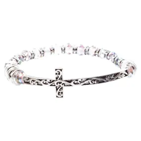 Lovely Crystal Rhinestone Cross Design Fashion Statement Bracelet B472 Purple