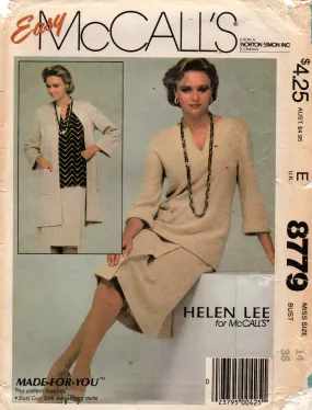 McCall's 8779 HELEN LEE Womens Coat Top & Mock Wrap Skirt 1980s Vintage Sewing Pattern Size 14 UNCUT Factory Folded