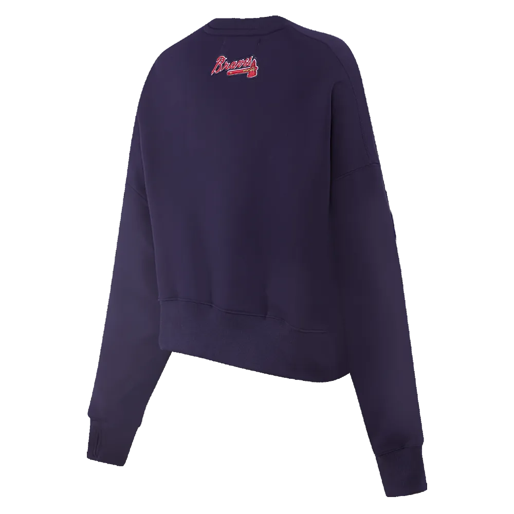 MLB ATLANTA BRAVES CLASSIC WOMEN'S CREWNECK (MIDNIGHT NAVY)