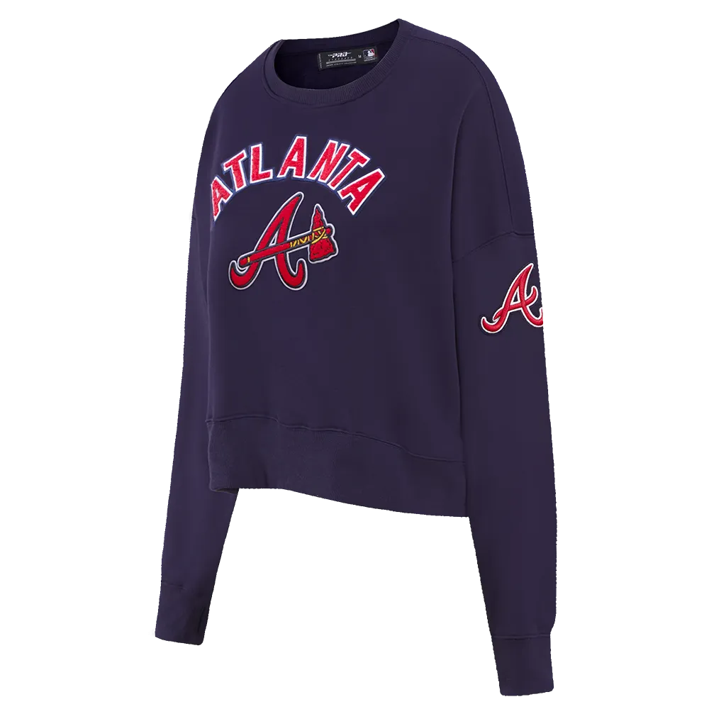 MLB ATLANTA BRAVES CLASSIC WOMEN'S CREWNECK (MIDNIGHT NAVY)