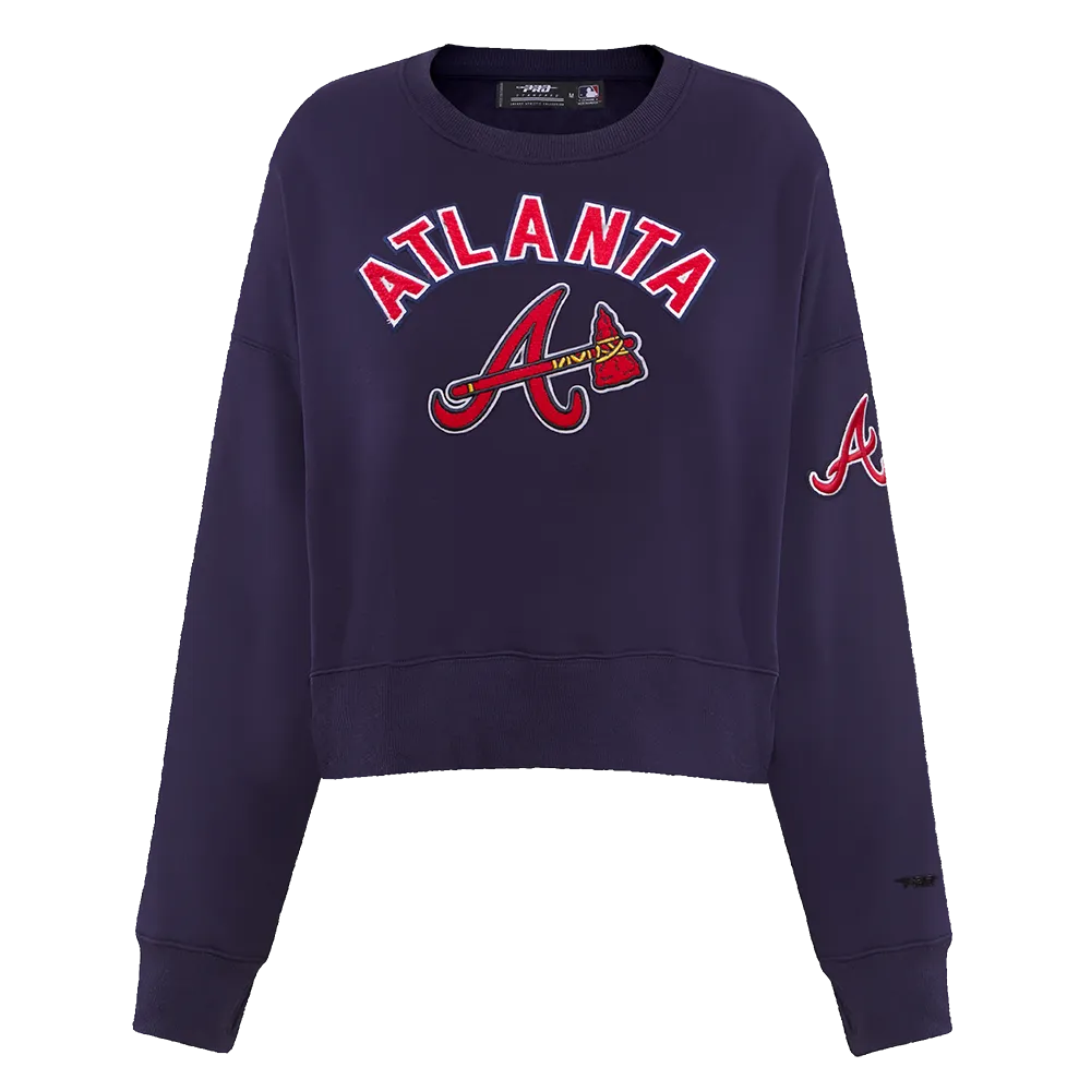 MLB ATLANTA BRAVES CLASSIC WOMEN'S CREWNECK (MIDNIGHT NAVY)