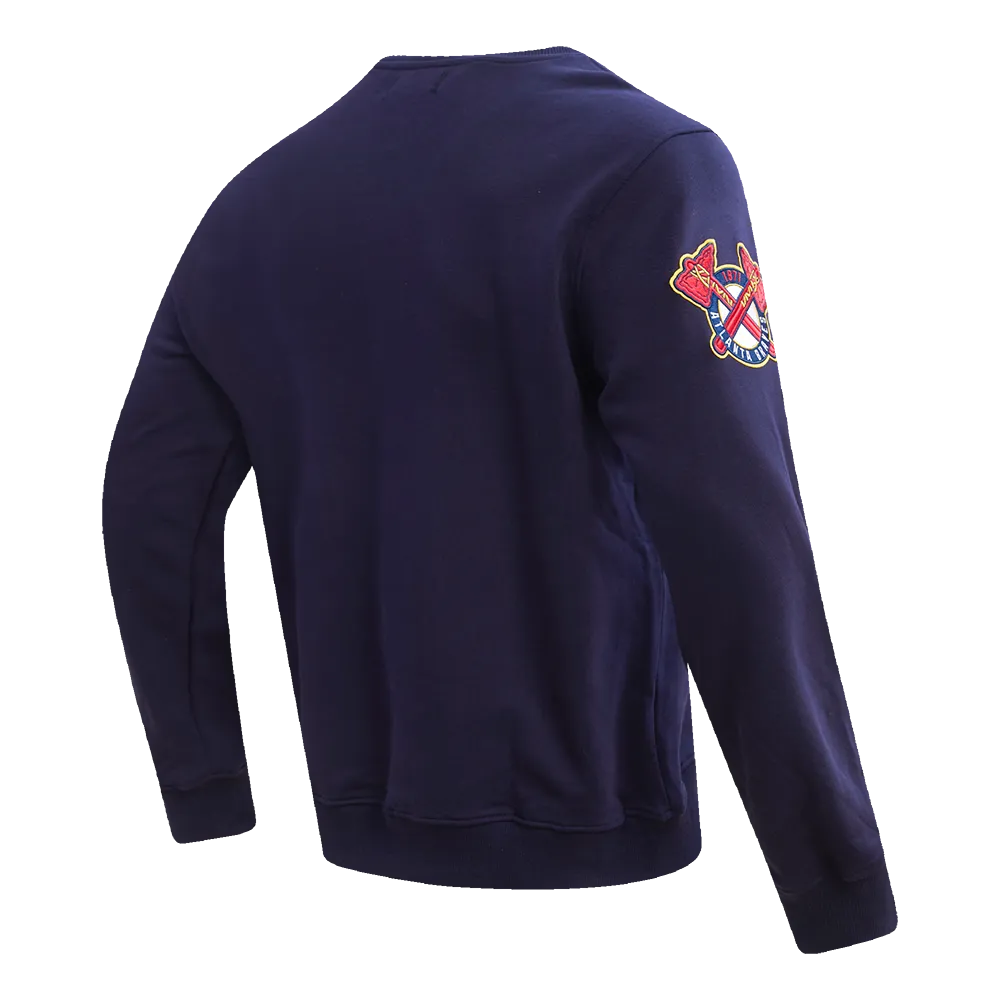 MLB ATLANTA BRAVES OLD ENGLISH MEN'S CREWNECK (MIDNIGHT NAVY)