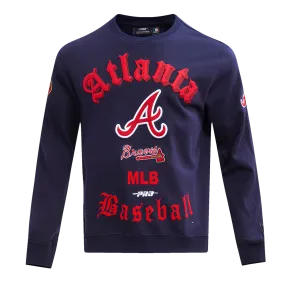 MLB ATLANTA BRAVES OLD ENGLISH MEN'S CREWNECK (MIDNIGHT NAVY)