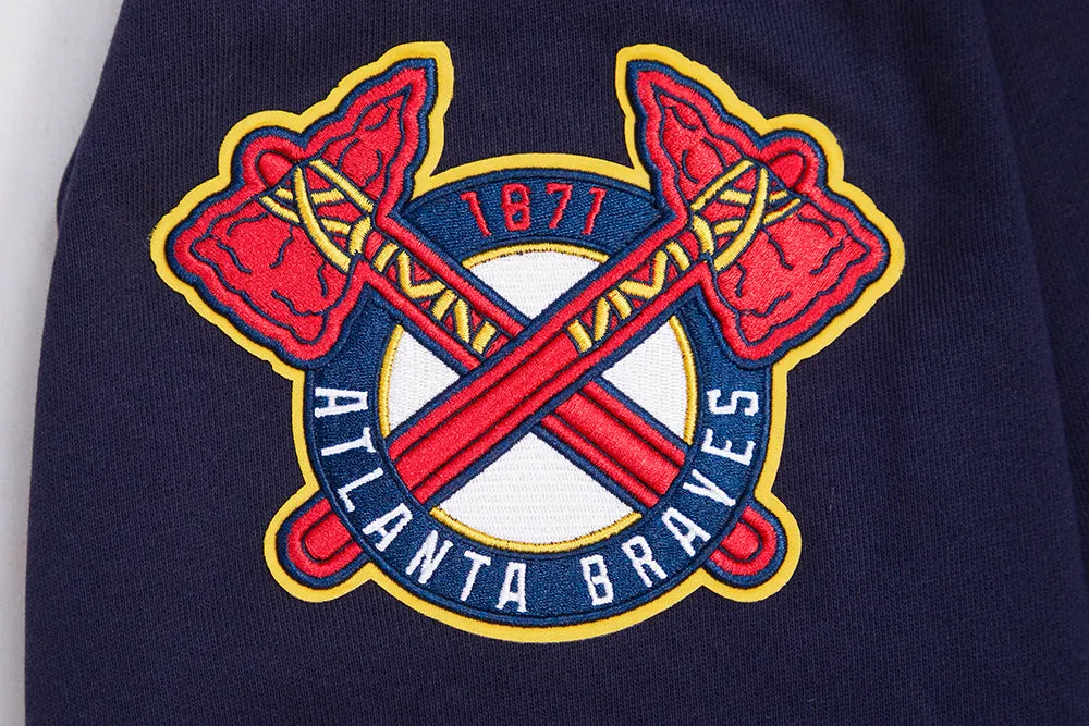 MLB ATLANTA BRAVES OLD ENGLISH MEN'S CREWNECK (MIDNIGHT NAVY)