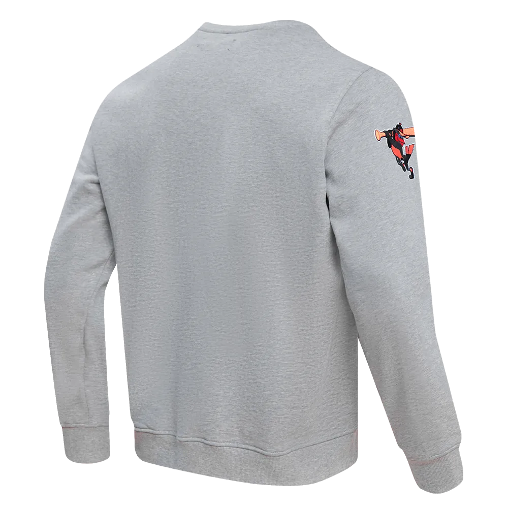 MLB BALTIMORE ORIOLES OLD ENGLISH MEN'S CREWNECK (HEATHER GREY)