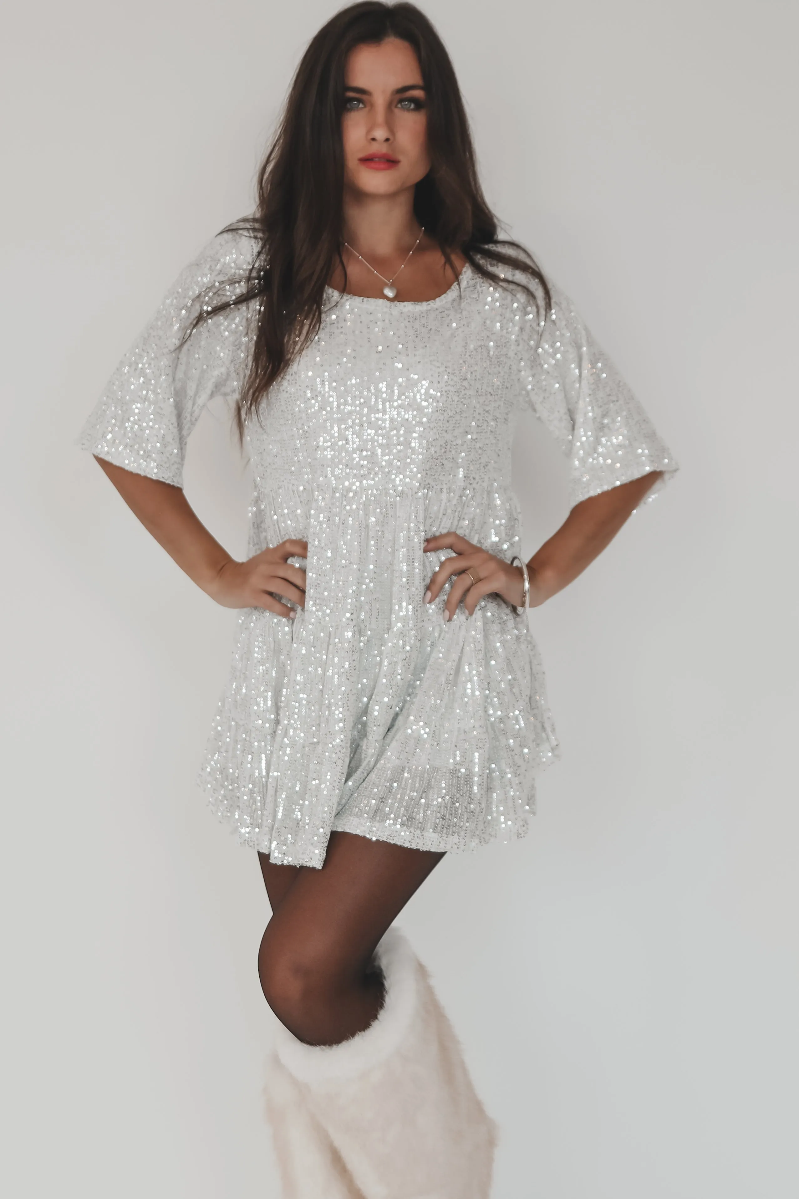 My Queen Sequin Baby Doll Dress VIRAL