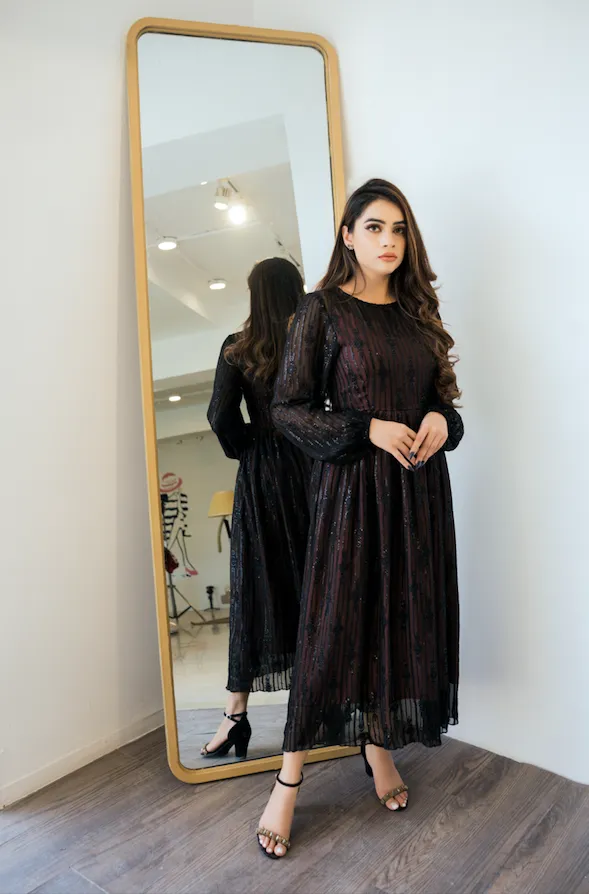 Parien Sequined embroidered Luxury Dress
