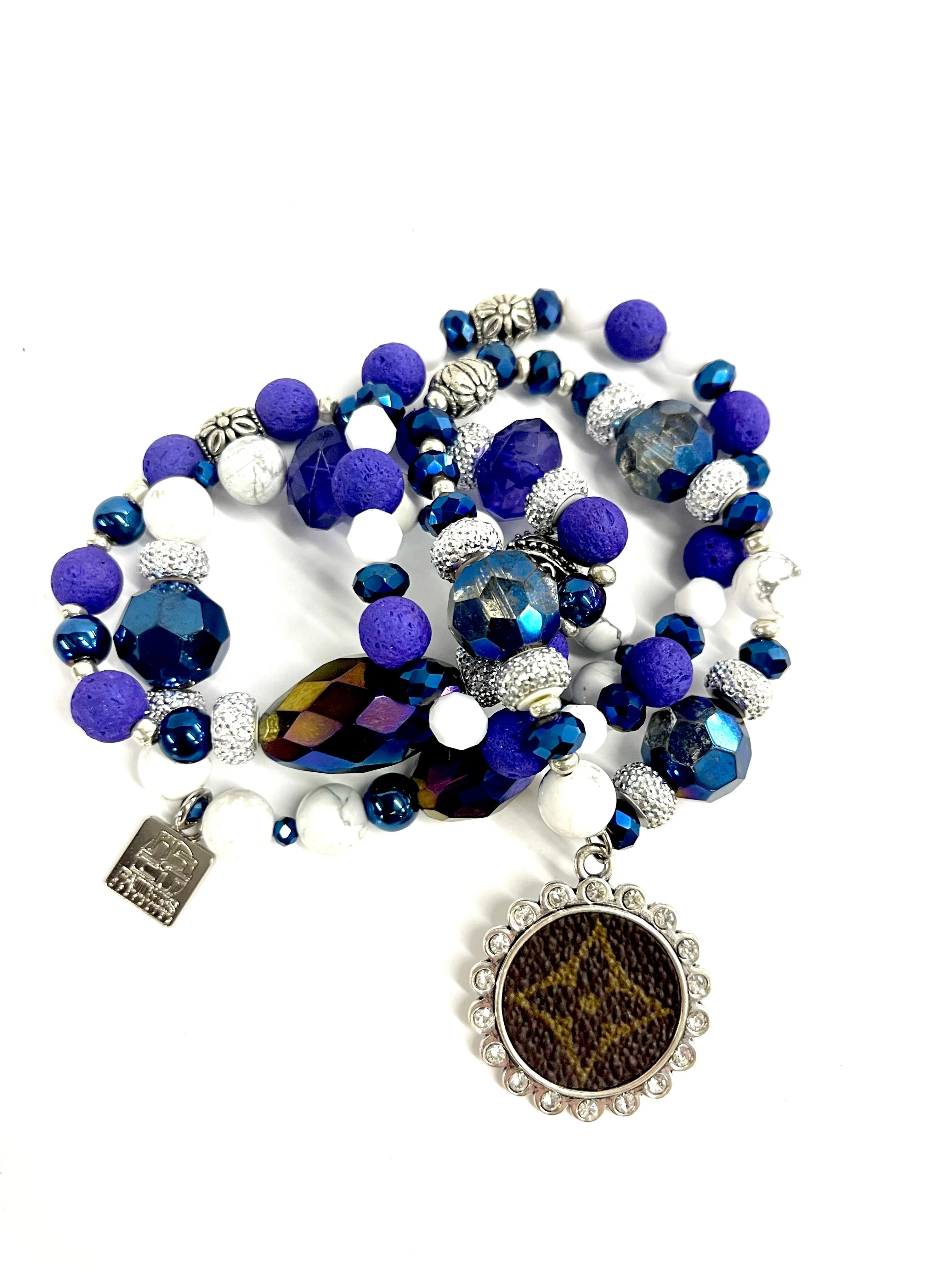 Purple Stallion bling Stacked Bracelet set- silver cleat