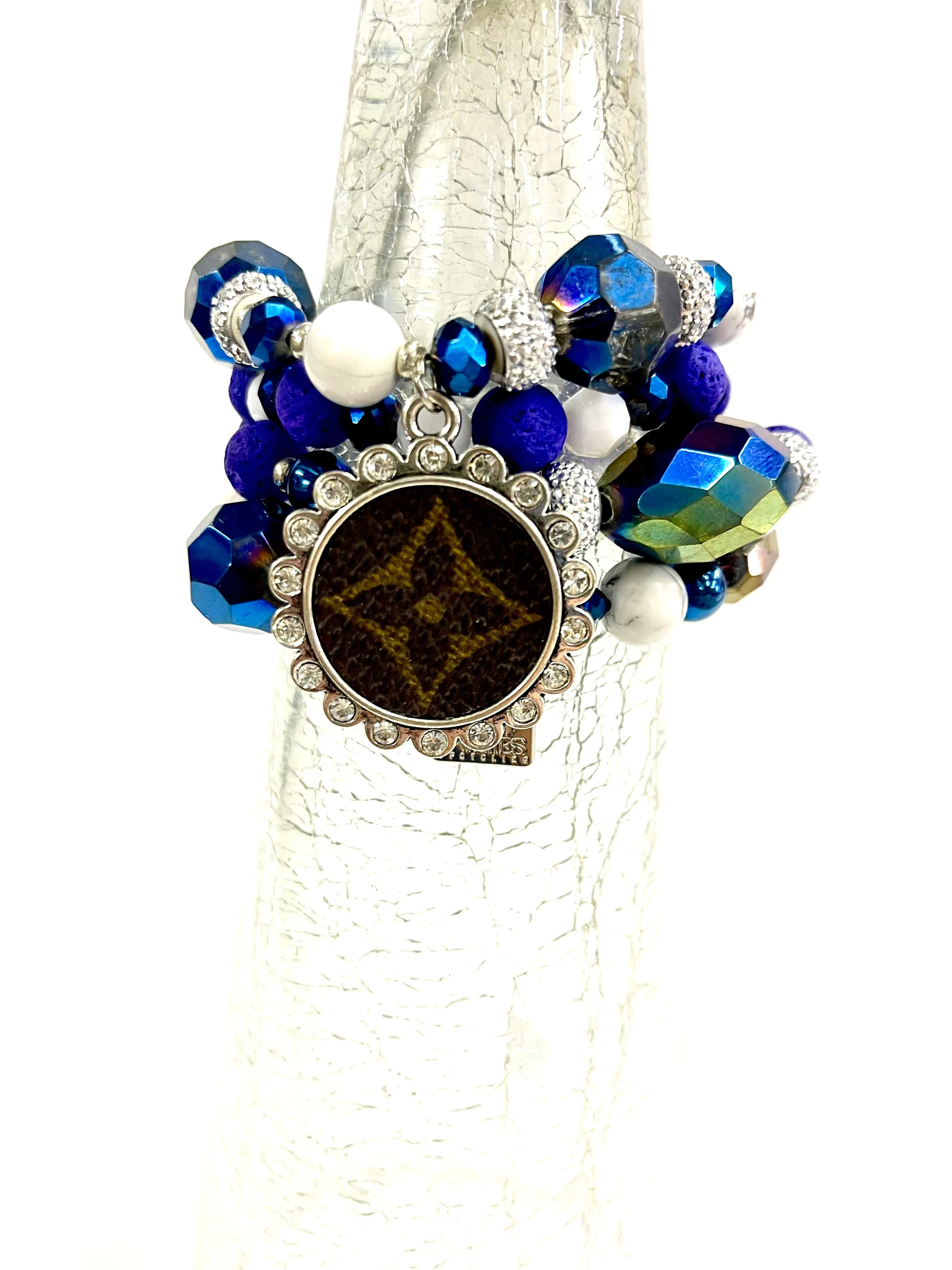 Purple Stallion bling Stacked Bracelet set- silver cleat