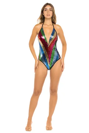 Rainbow One-Piece Sequin Bodysuit