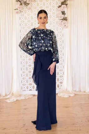 Rebekah Sequin Dress in Navy