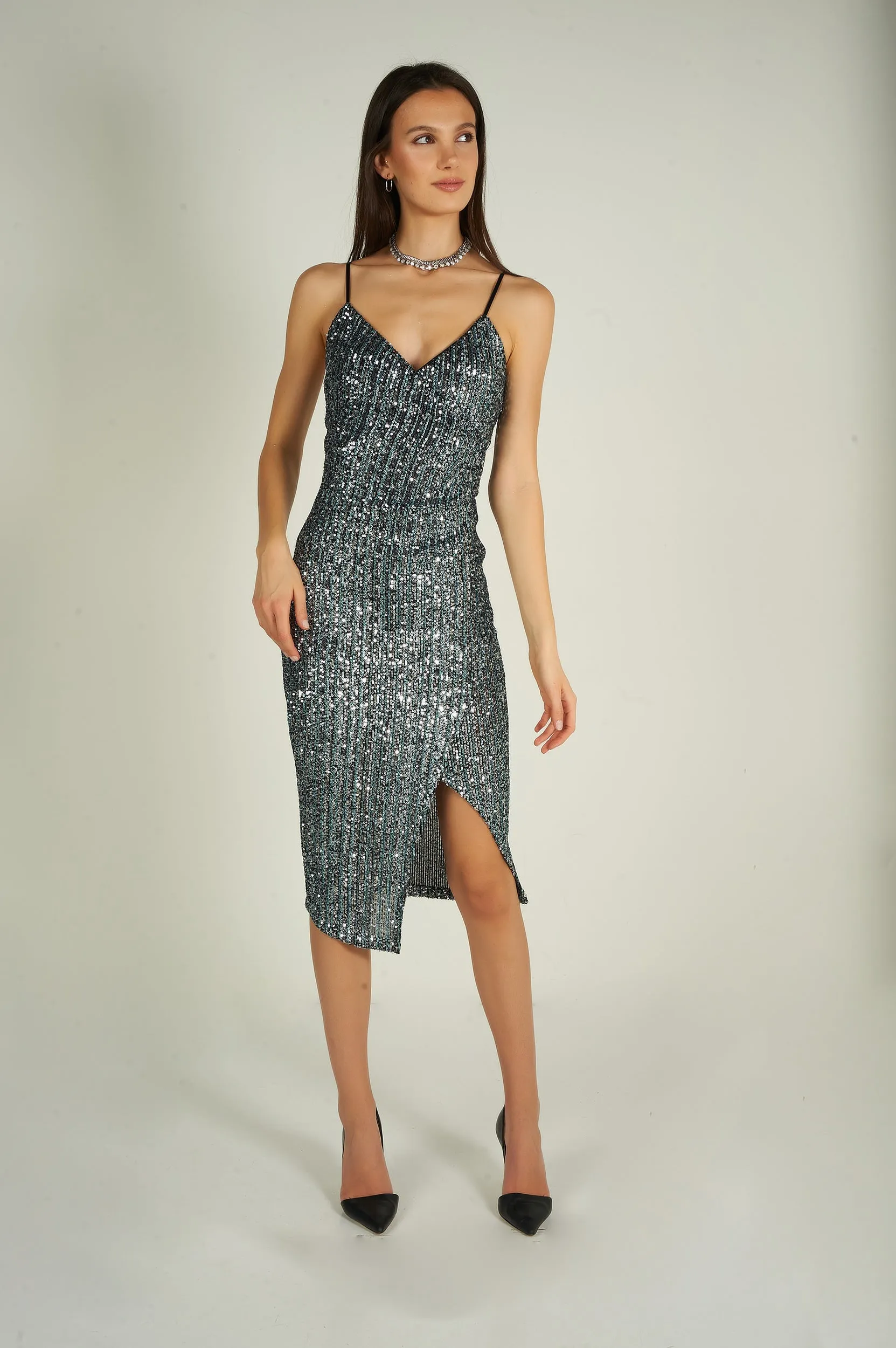 Robe portefeuille à paillettes - JUSTA-X2 - (R-B4)