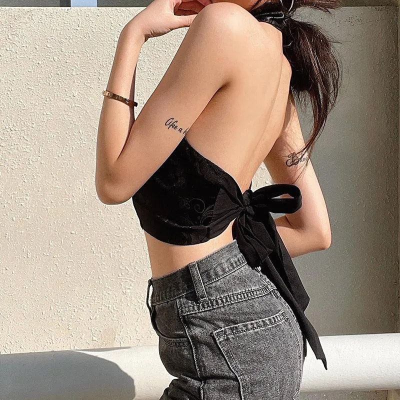 Satin Floral Jacquard Mandarin Collar Crop Top
