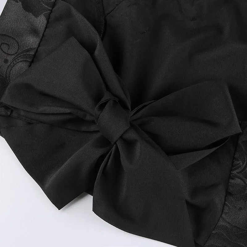 Satin Floral Jacquard Mandarin Collar Crop Top