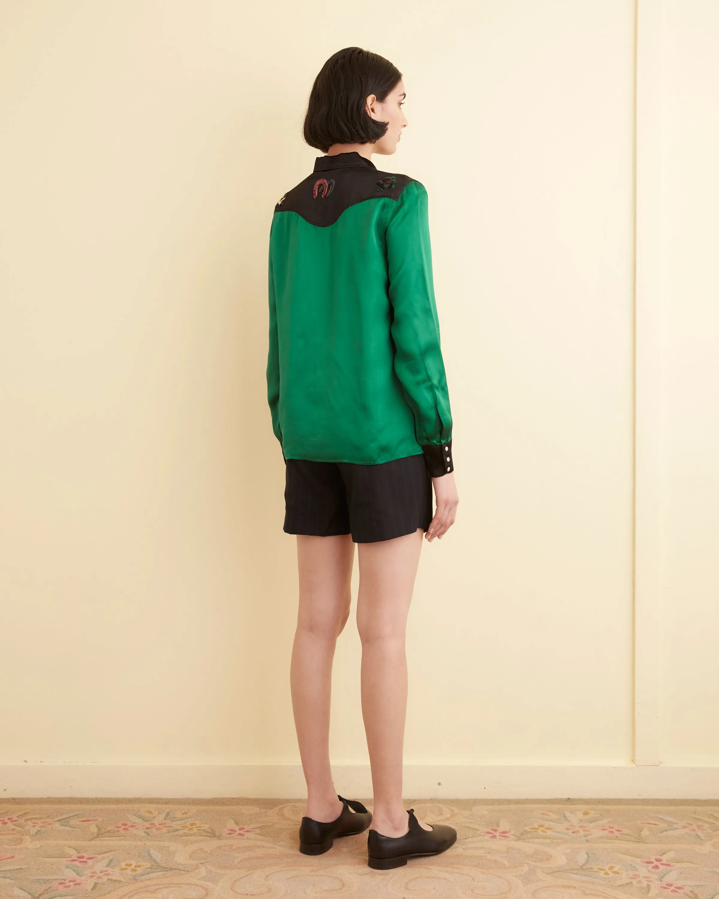 Sequin Rodeo Shirt - Dark Green