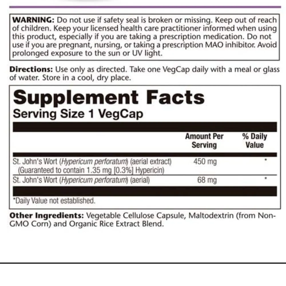 Solaray St Johns Wort 450mg 120 Capsules