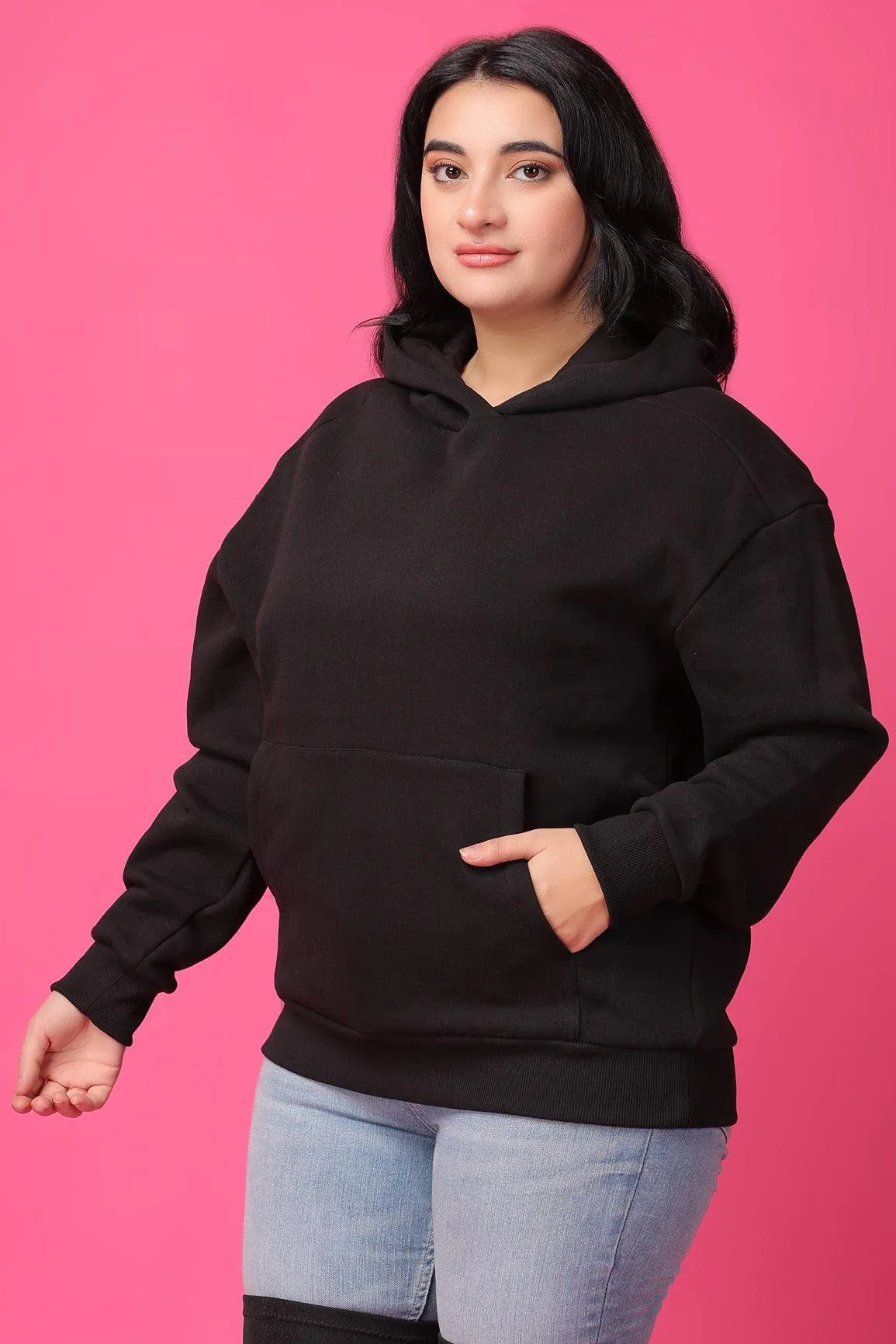 Solid Winter Sweatshirt with Hoodie