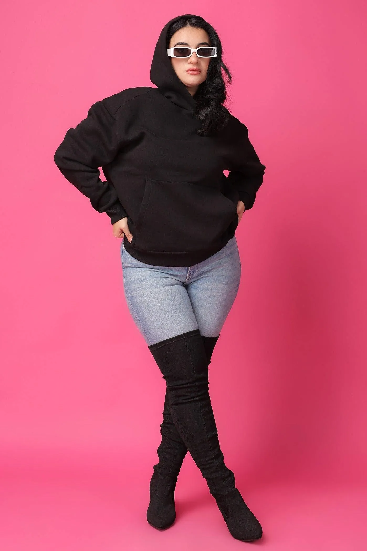 Solid Winter Sweatshirt with Hoodie