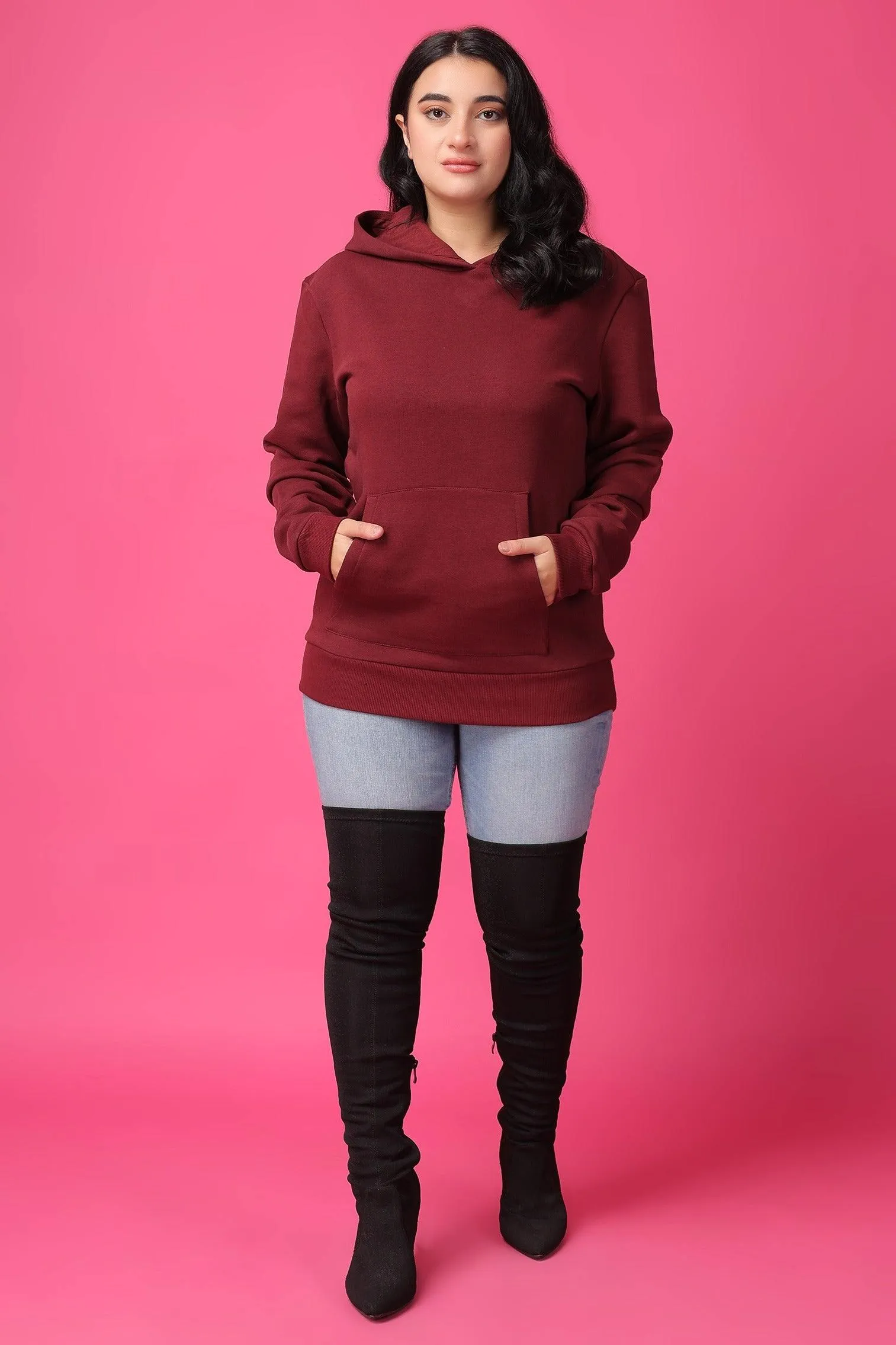 Solid Winter Sweatshirt with Hoodie