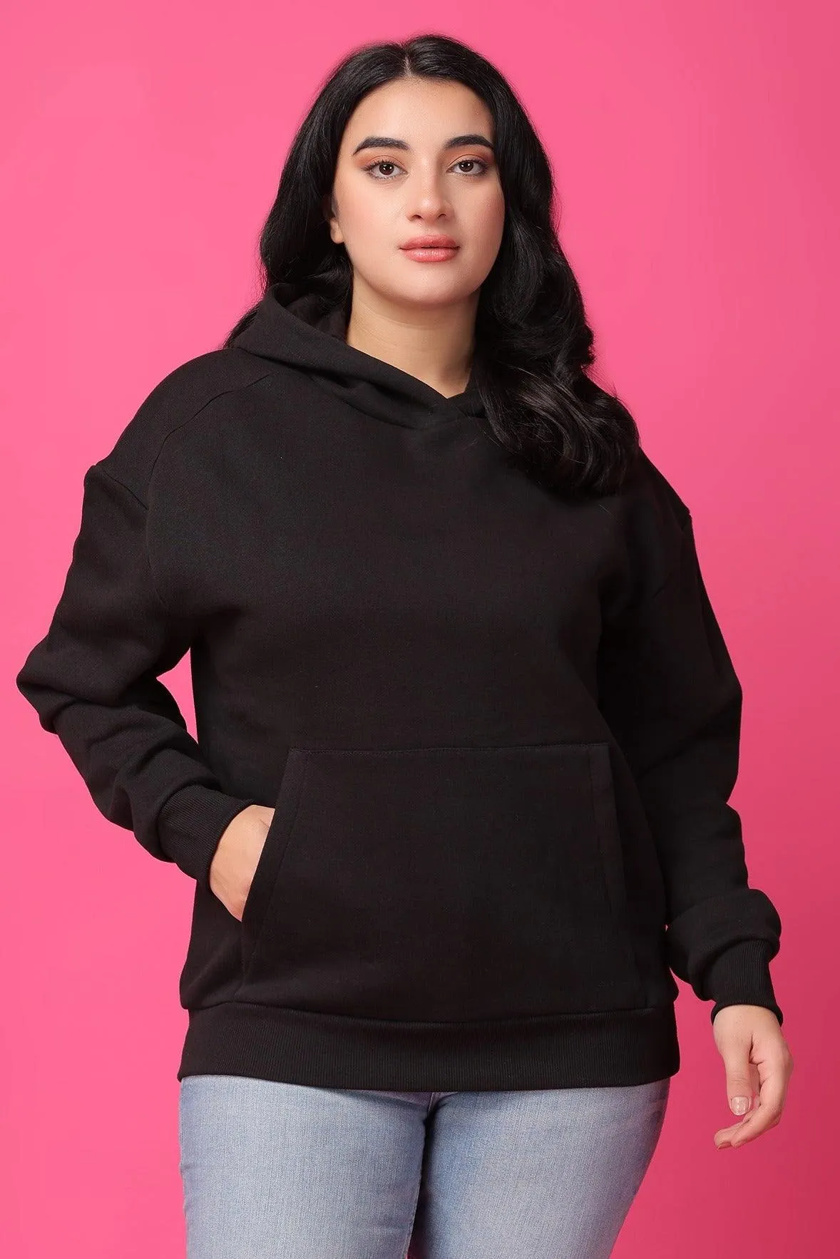 Solid Winter Sweatshirt with Hoodie