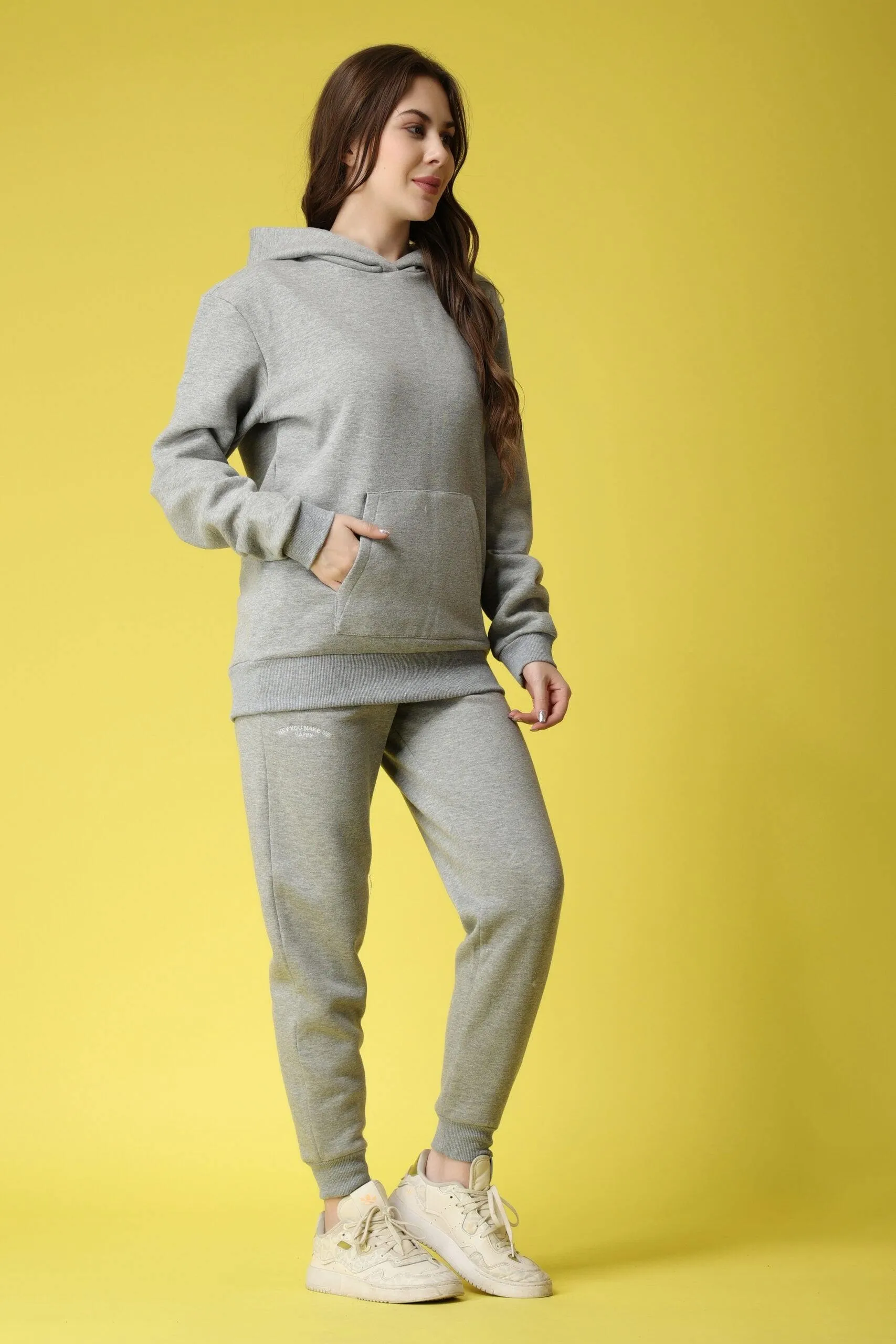 Solid Winter Sweatshirt with Hoodie