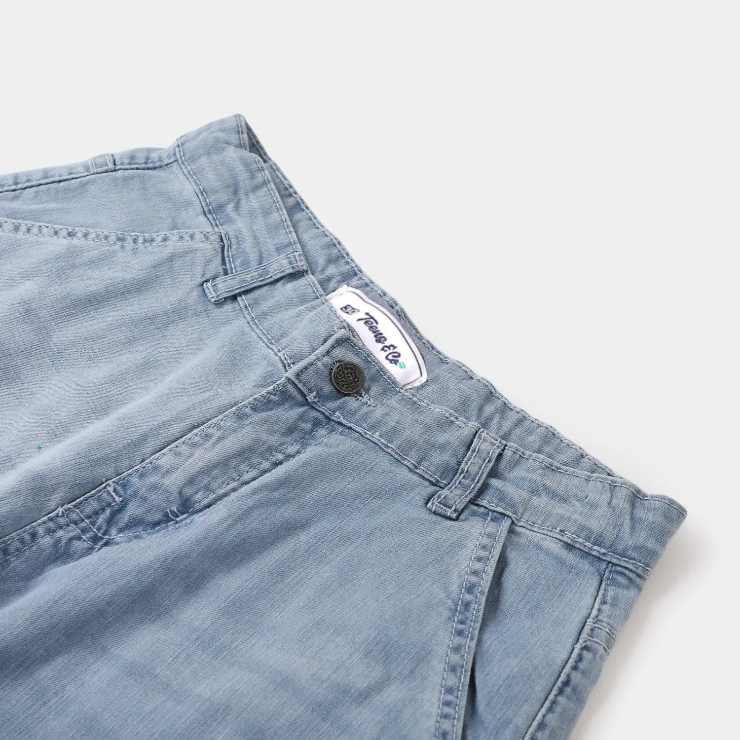 Teens Girls Denim Basic Culotte - Ice Blue