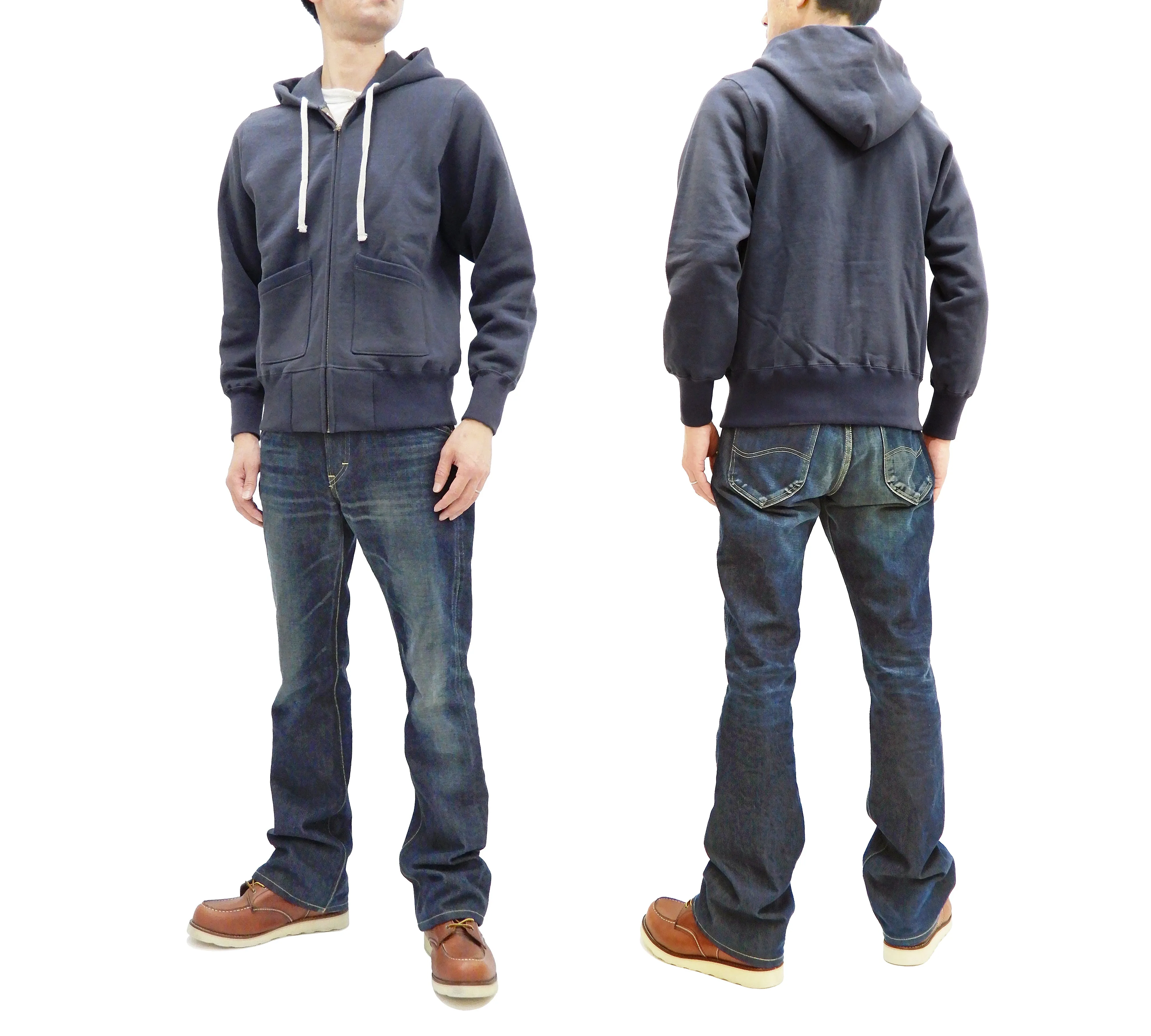 TOYS McCOY Hoodie Men's Vintage inspired Plain Zip Front Hooded Sweatshirt TMC2065 141-Faded-bluish-gray