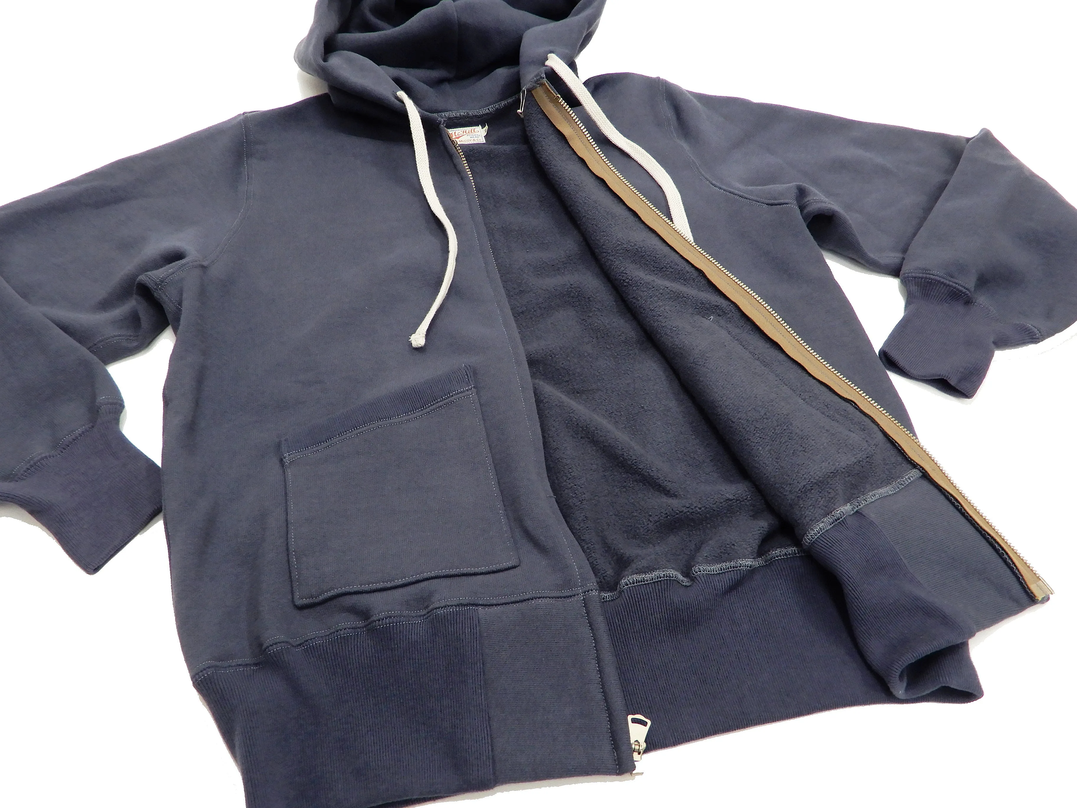 TOYS McCOY Hoodie Men's Vintage inspired Plain Zip Front Hooded Sweatshirt TMC2065 141-Faded-bluish-gray