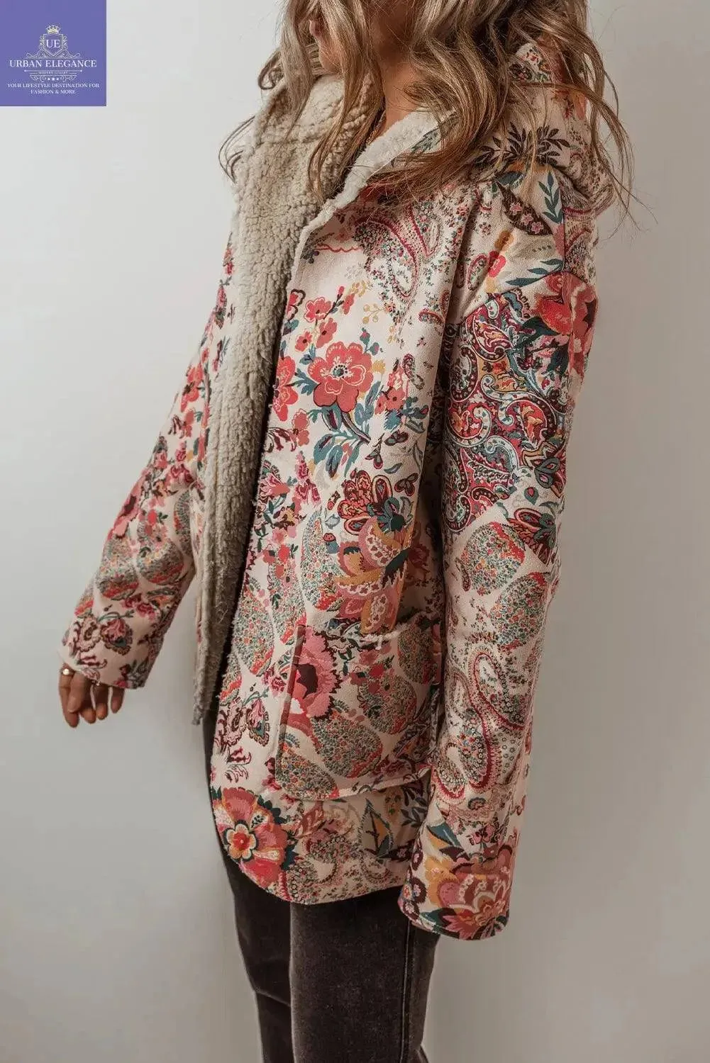 Vintage Paisley Floral Sherpa Lined Jacket